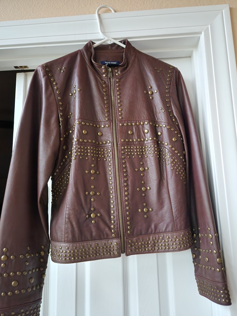 Boston Proper Brown Leather Studded Jacket